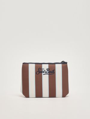 2. Pochette Aline in scuba Righe marrone
