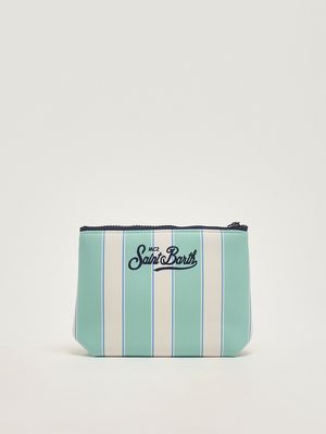 2. Pochette Aline in scuba Righe verde acqua
