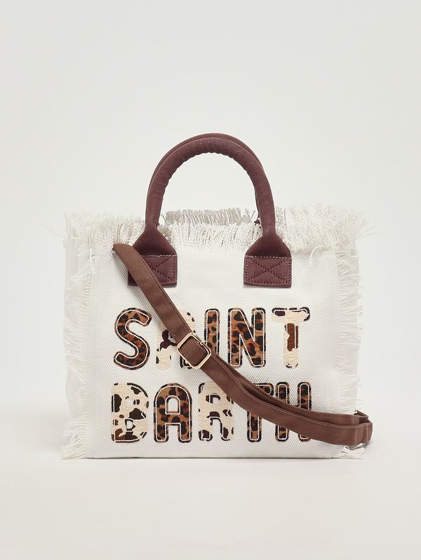 3. Borsa donna Colette in canvas Avorio-Marrone MC2 Saint Barth col0001