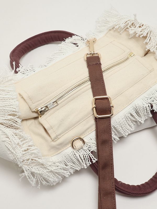 5. Borsa donna Colette in canvas Avorio-Marrone MC2 Saint Barth col0001