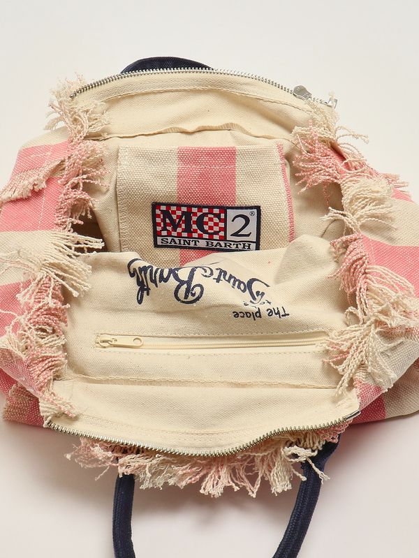 4. Damentasche Colette aus Canvas Rosa-Weiß MC2 Saint Barth col0001