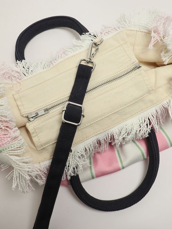 6. Sac pour femme Colette en toile Fuchsia-Blanc MC2 Saint Barth col0001