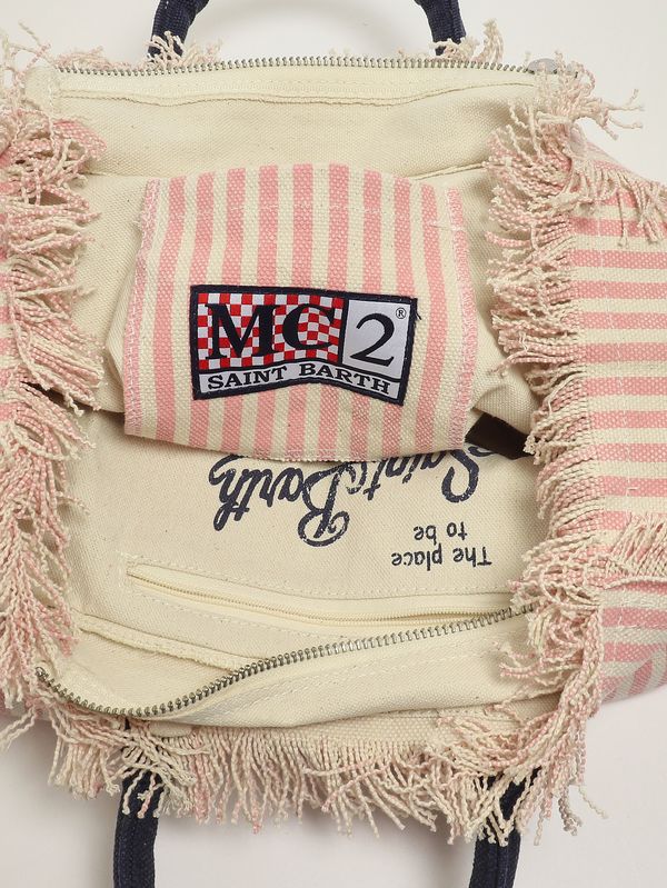 5. Damentasche Colette aus Canvas Rosa-Weiß MC2 Saint Barth col0001