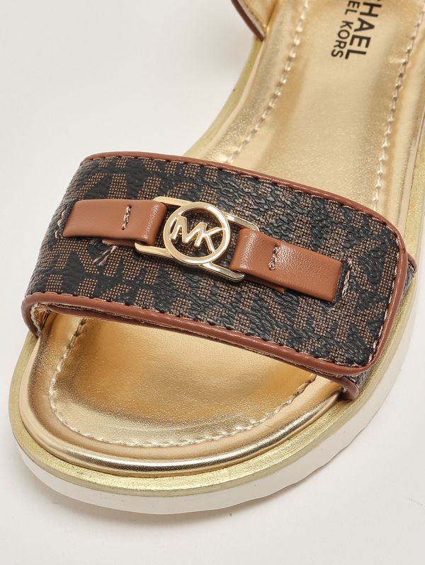 5. Mädchen-Sandalen aus Kunstleder Braunes Logo Michael Kors mk04170