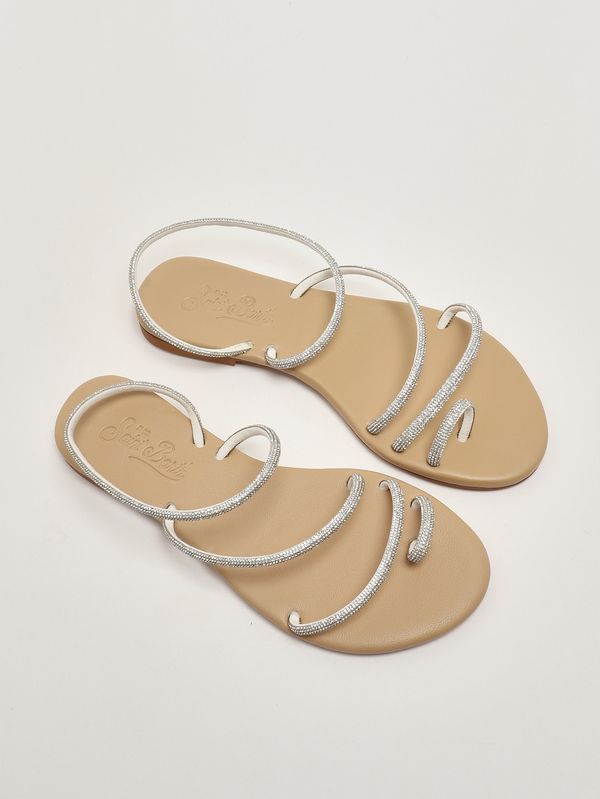 2. Damen-Sandalen mit Strasssteinen Silber MC2 Saint Barth ring001