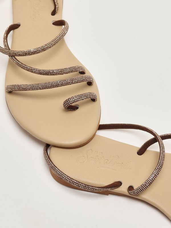 4. Damen-Sandalen mit Strasssteinen Braun MC2 Saint Barth ring001