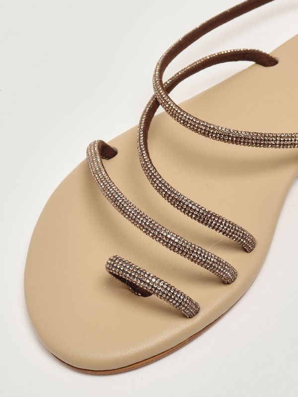 5. Damen-Sandalen mit Strasssteinen Braun MC2 Saint Barth ring001