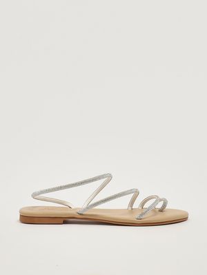 1. Damen-Sandalen mit Strasssteinen Silber