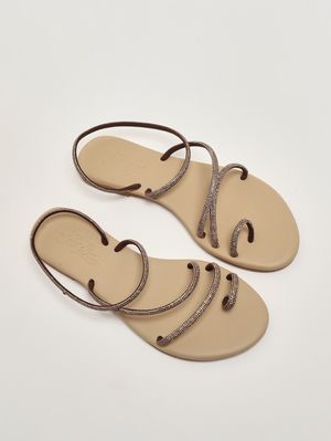 2. Damen-Sandalen mit Strasssteinen Braun