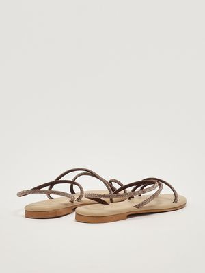 3. Damen-Sandalen mit Strasssteinen Braun