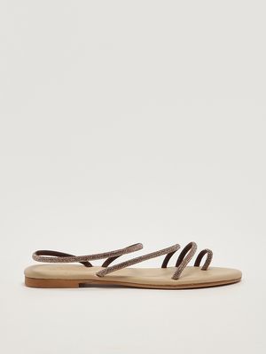 1. Damen-Sandalen mit Strasssteinen Braun
