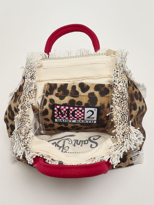 4. Women's Vanity Mini bag in canvas Animal Print-Red MC2 Saint Barth vami001