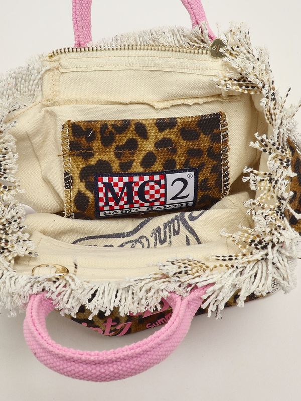 4. Vanity Mini Damentasche aus Canvas Animal-Print-Rosa MC2 Saint Barth vami001