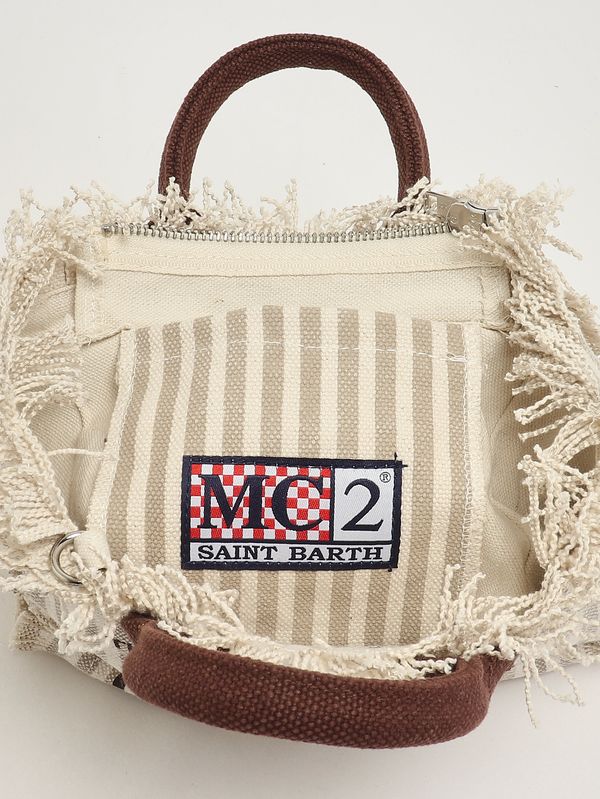 5. Women's Vanity Mini bag in canvas Beige-White MC2 Saint Barth vami001