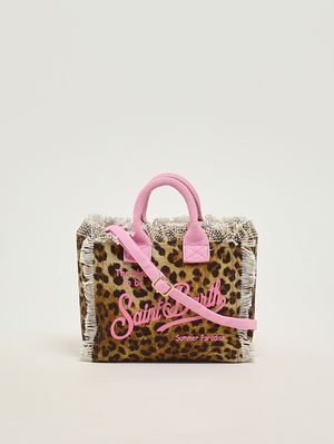 3. Vanity Mini Damentasche aus Canvas Animal-Print-Rosa