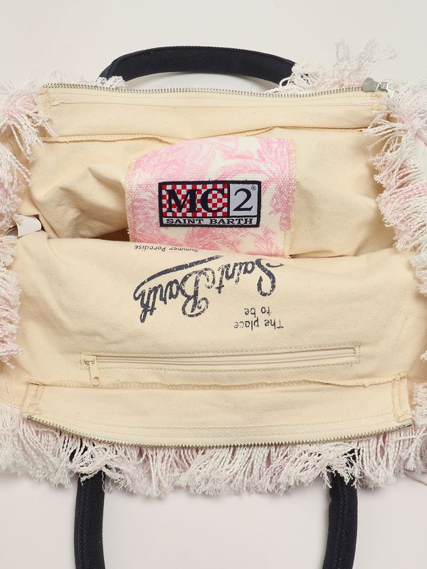 3. Sac Vanity pour femme en toile Blanc-Rose MC2 Saint Barth vani001