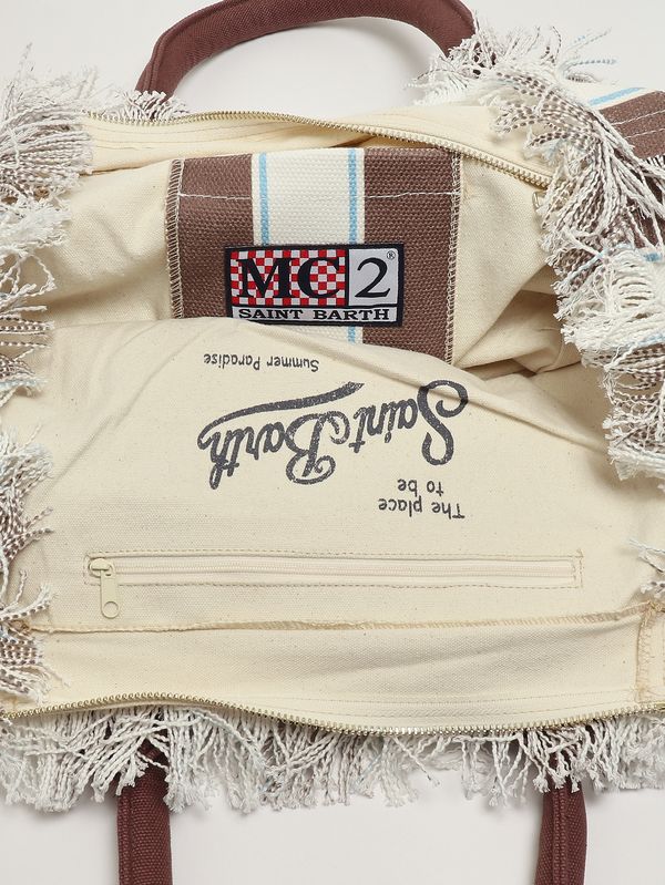 4. Women's Vanity bag in canvas White-Brown MC2 Saint Barth vani001