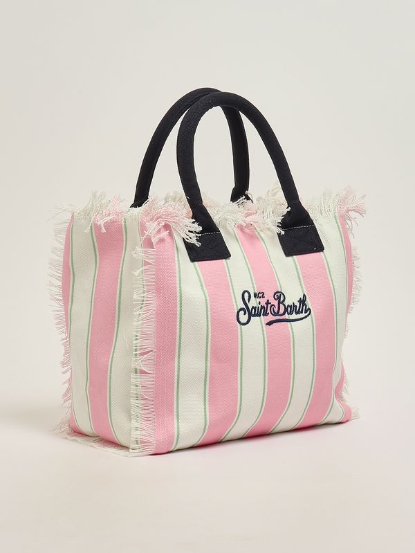 3. Sac Vanity pour femme en toile Rose-Blanc MC2 Saint Barth vani001