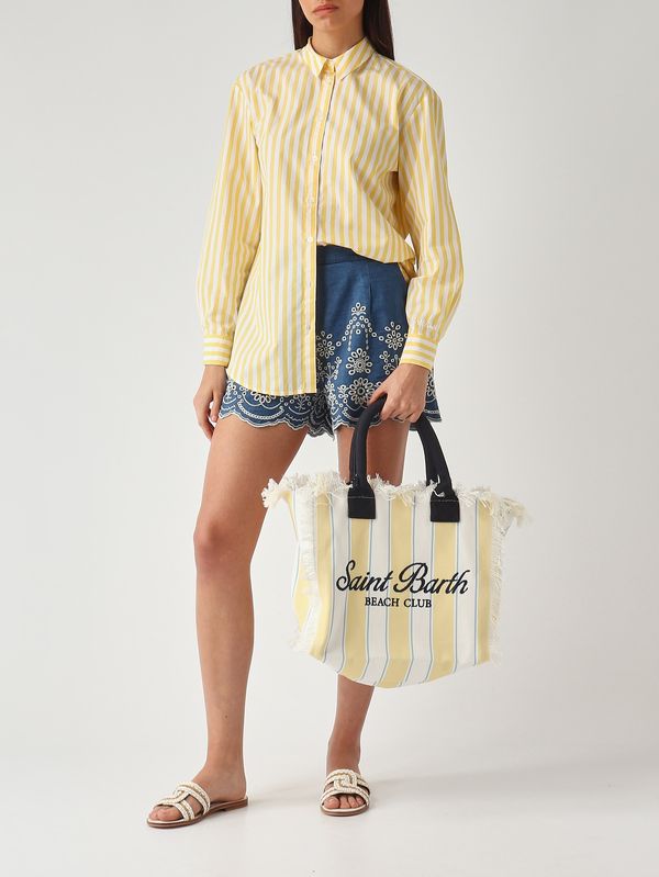 2. Sac Vanity pour femme en toile Jaune-Blanc MC2 Saint Barth vani001