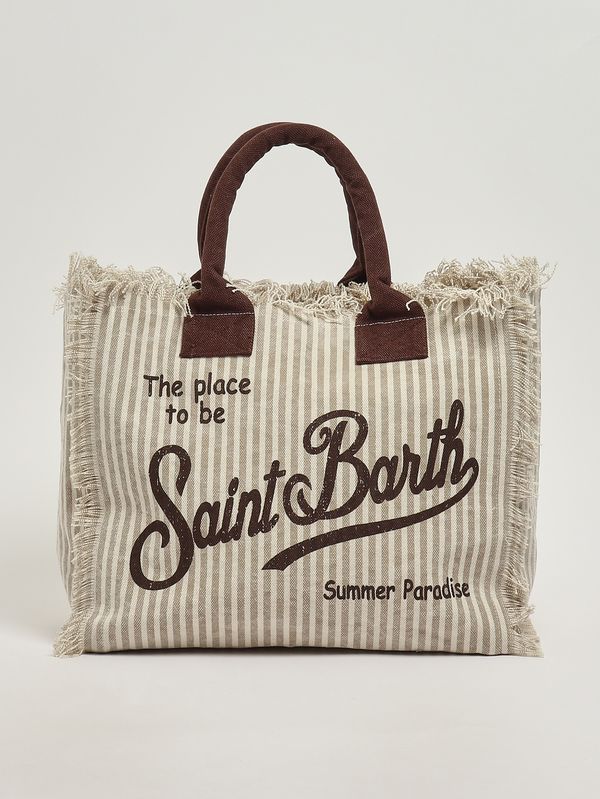 1. Sac Vanity pour femme en toile Beige-Blanc MC2 Saint Barth vani001
