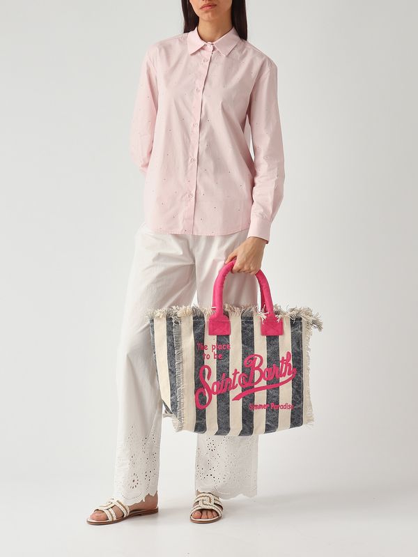 2. Sac Vanity pour femme en toile Bleu-Blanc MC2 Saint Barth vani001