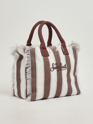 3. Women's Vanity bag in canvas White-Brown