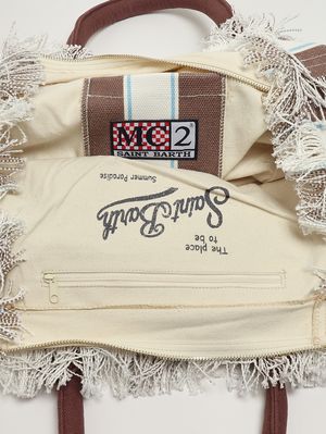 4. Women's Vanity bag in canvas White-Brown