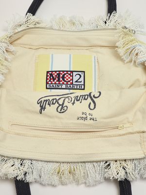 4. Sac Vanity pour femme en toile Jaune-Blanc