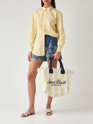 2. Sac Vanity pour femme en toile Jaune-Blanc