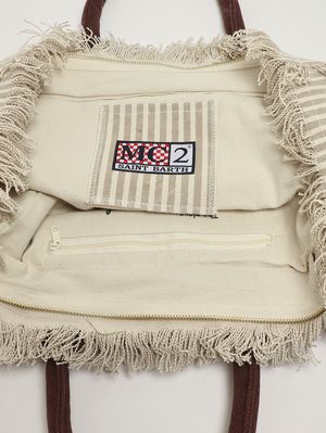 4. Sac Vanity pour femme en toile Beige-Blanc