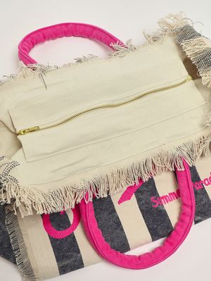 5. Sac Vanity pour femme en toile Bleu-Blanc