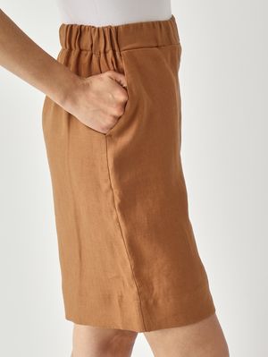 5. Damen-Leinenbermudas Zimt