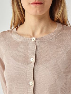 5. Damen-Cardigan aus Viskose-Lurex Roségold
