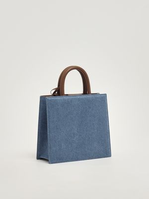 2. Sac shopping Midi pour femme en cuir Denim