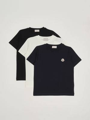 1. 3er-Set Baumwoll-T-Shirts für Jungen Weiß-Blau-Schwarz