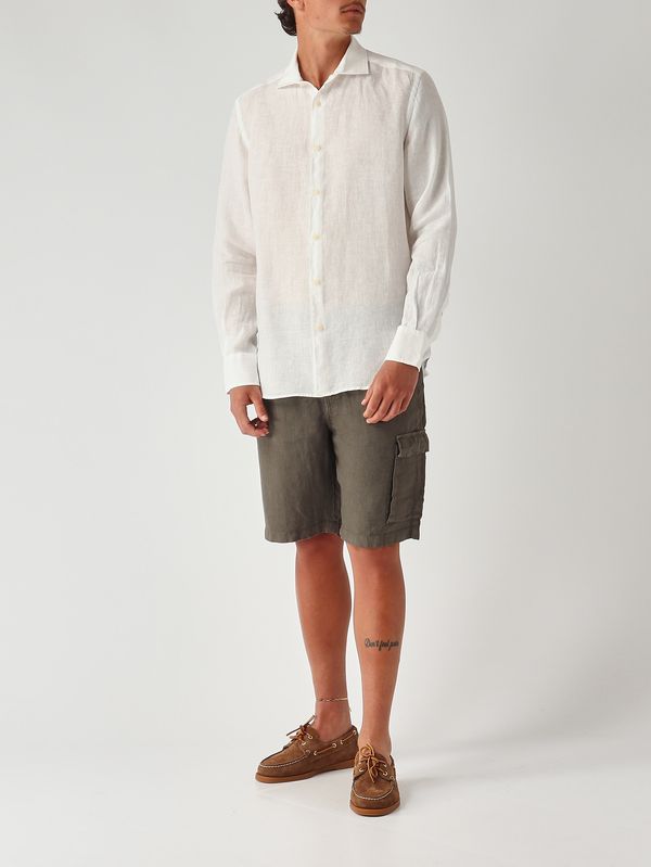 2. Men's Pamplona linen shirt White MC2 Saint Barth pamp001