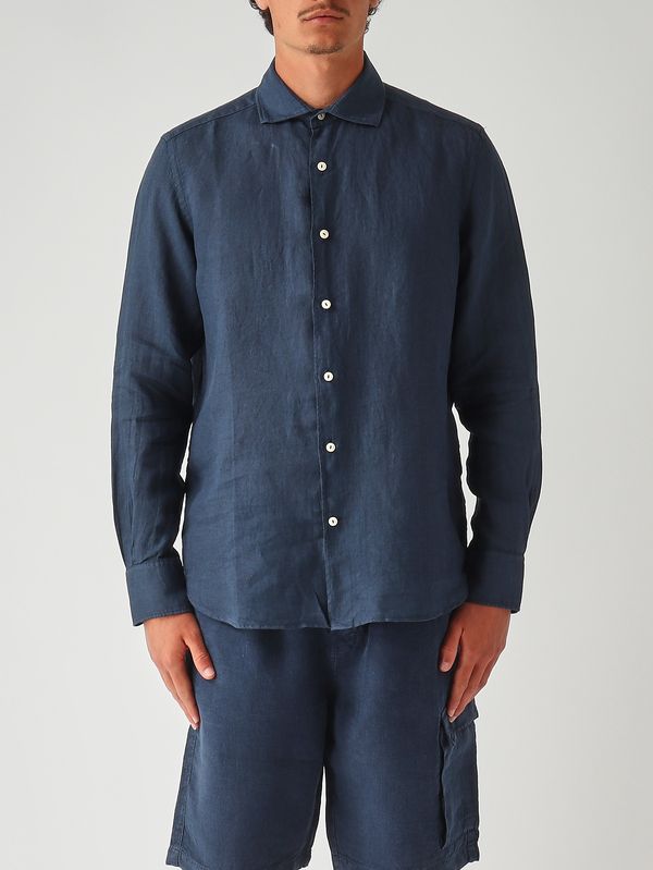 1. Camicia uomo Pamplona in lino Navy MC2 Saint Barth pamp001