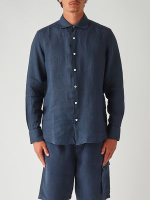1. Men's Pamplona linen shirt Navy blue