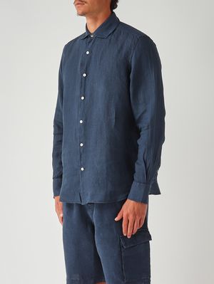 3. Men's Pamplona linen shirt Navy blue