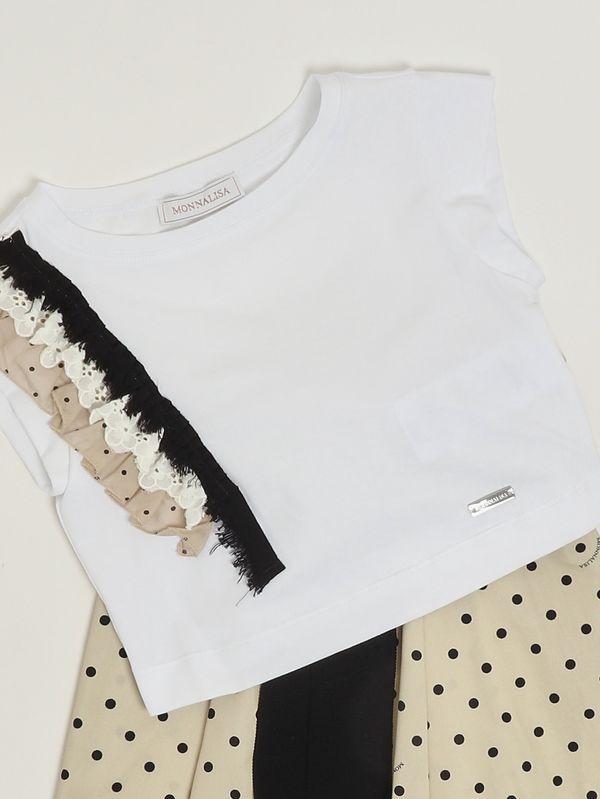 3. Ensemble en coton stretch pour fille Blanc-Beige Monnalisa 11g5047600