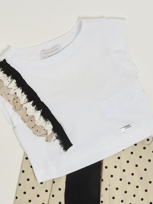 3. Ensemble en coton stretch pour fille Blanc-Beige