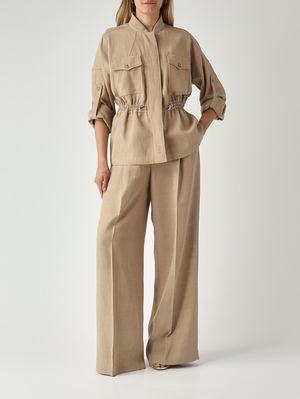 2. Pantalone donna in misto lino Corda Scuro