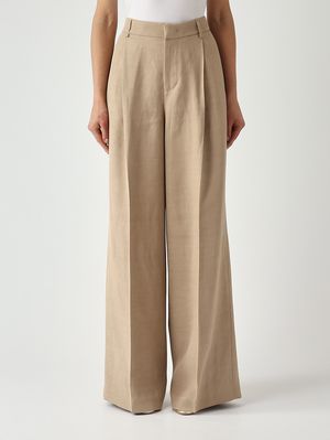 1. Pantalone donna in misto lino Corda Scuro