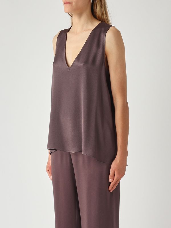 3. Top donna Angelica in misto seta Prugna Antonelli n5913q