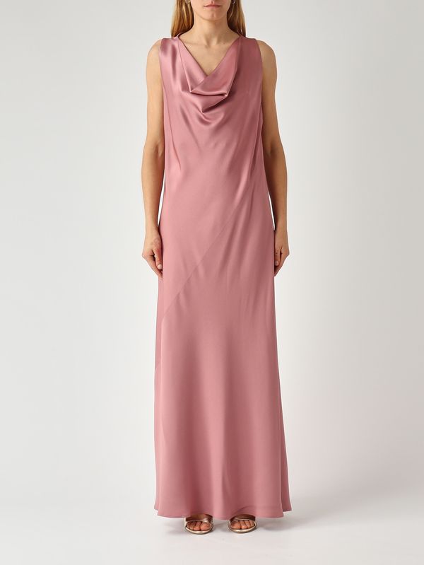 1. Damenkleid Mandi aus satiniertem Stoff Antikrosa Antonelli q6842