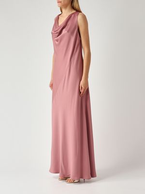 3. Damenkleid Mandi aus satiniertem Stoff Antikrosa