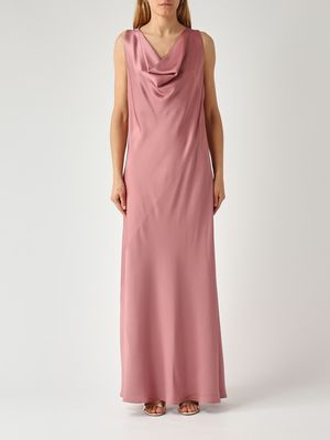 1. Damenkleid Mandi aus satiniertem Stoff Antikrosa