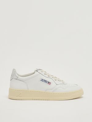 1. Damen-Sneakers Medalist aus Leder Weiß-Silber