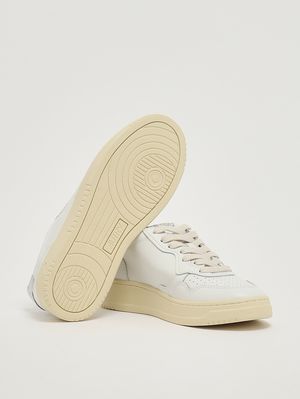 4. Damen-Sneakers Medalist aus Leder Weiß-Silber