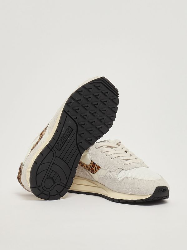 4. Zapatillas de mujer Reelwind en piel y nailon Blanco-Leopardo Autry wwlwep01